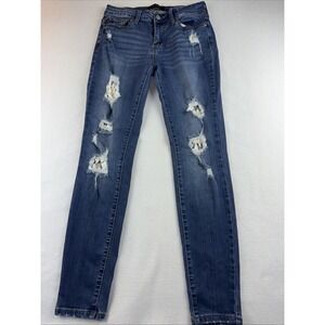 Judy Blue Skinny Fit Distressed Denim Lace Underlay JR Size 5/27